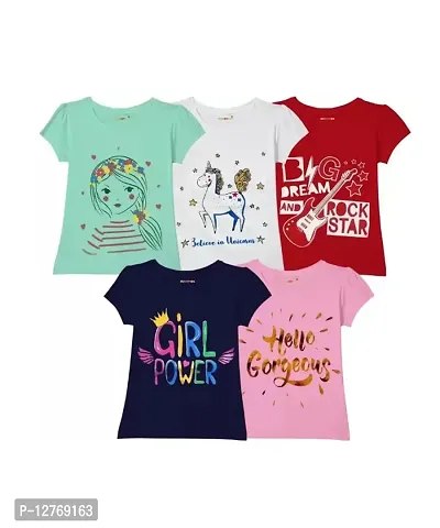 Baby Girls Casual T Shirt (Multicolor, Pack of 5)