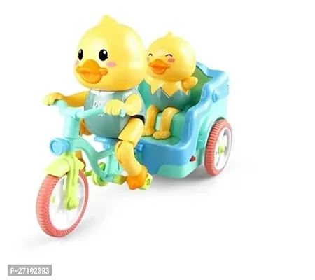 Designer Battery Operated Funny Duck Auto Rickshaw Tricycle Toy Vehicle for Kids Boys Girls with Light and Music and Bump and go Action