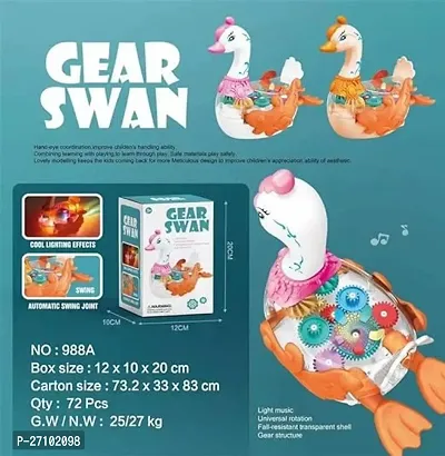 Designer Transparent 3D Gear Swan Toy - 360 Degree Rotation, Gear Simulation Mechanical Sound and Light Toy for Kids with Gear Technology 3D Light for 2-5 Years Boys and Girls-thumb0