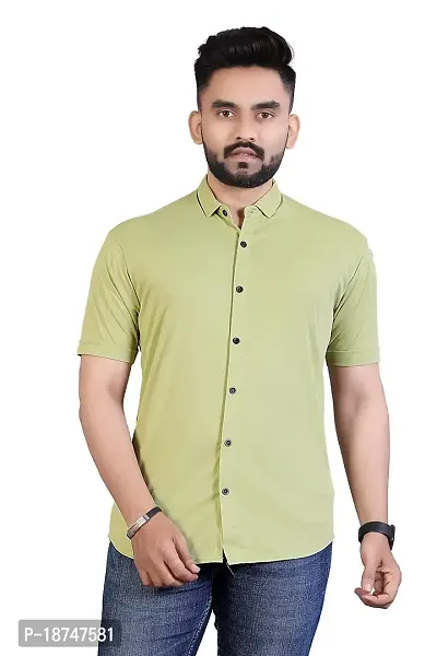 JEEVAAN-Men's Lycra Colour Shirt (Large, Pista)-thumb0