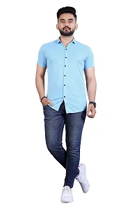 JEEVAAN-Men's Lycra Colour Shirt (Medium, Sky Blue)-thumb4