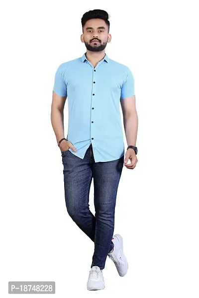 JEEVAAN-Men's Lycra Colour Shirt (Medium, Sky Blue)-thumb5