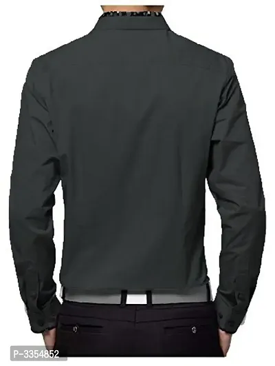 Men's Grey Cotton Self Pattern Long Sleeves Slim Fit Casual Shirt-thumb2