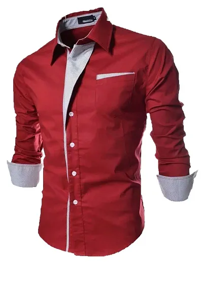Stylish Cotton Solid Long Sleeves Slim Fit Casual Shirt For Men