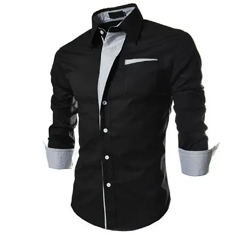 Stylish Cotton Solid Long Sleeves Slim Fit Casual Shirt For Men