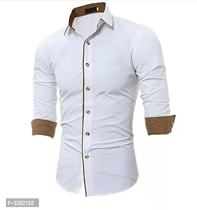 Men's White Cotton Solid  Slim Fit Casual Shirt-thumb0