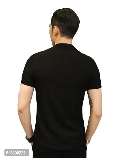 Men's Black Cotton Solid Short Sleeves Slim Fit Casual Shirt-thumb2