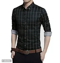 Men's Black Cotton Checked Long Sleeves Slim Fit Casual Shirt-thumb1