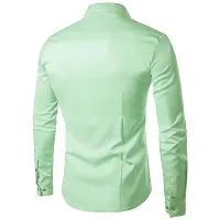 Stylish Cotton Green Solid Long Sleeves Casual Shirt For Men-thumb1