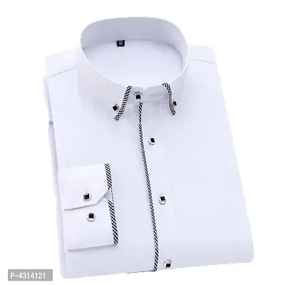 Stylish Cotton White Solid Long Sleeves Casual Shirt For Men