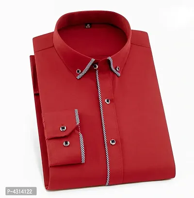 Stylish Cotton Red Solid Long Sleeves Casual Shirt For Men