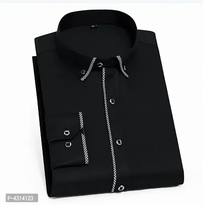 Stylish Cotton Black Solid Long Sleeves Casual Shirt For Men