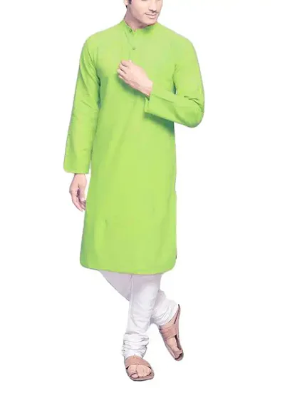 Solid Polycotton Kurta & Bottom Sets For Men