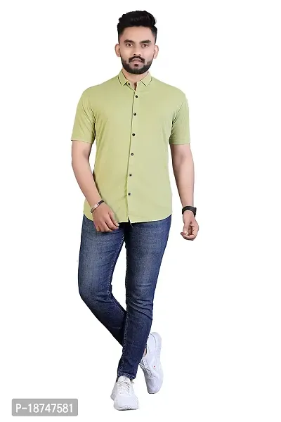 JEEVAAN-Men's Lycra Colour Shirt (Large, Pista)-thumb5