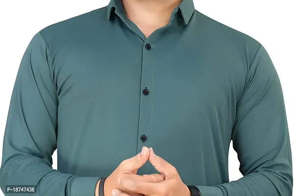 JEEVAAN - THE PERFECT FASHION Lycra Men's Regular Fit Formal Shirt (Large, Greyish Turquoise)-thumb3