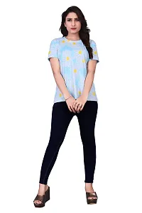 JEEVAAN-Women's Imported Lycra Multi Colour T-Shirt. (Small, Sky Blue)-thumb2