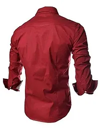 JEEVAAN-Men's Cotton Colour Shirt (Large, RED)-thumb1