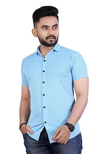 JEEVAAN-Men's Lycra Colour Shirt (Medium, Sky Blue)-thumb2