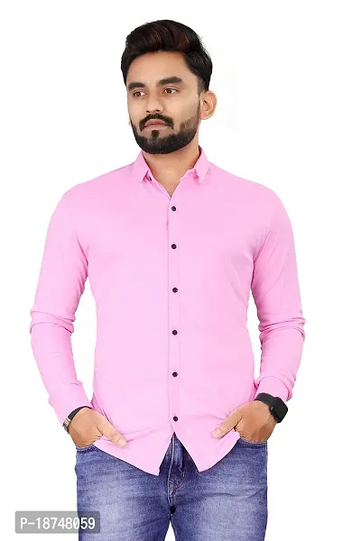 JEEVAAN - THE PERFECT FASHION Lycra Men's Regular Fit Formal Shirt (Medium, Sweet Pink)