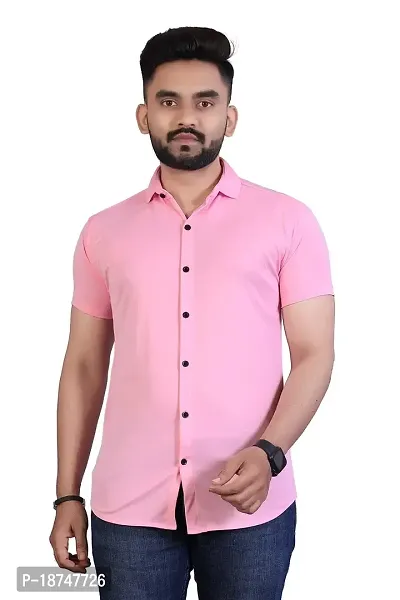 JEEVAAN-Men's Lycra Colour Shirt (X-Large, Pink)