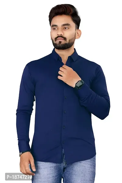 JEEVAAN - THE PERFECT FASHION Lycra Men's Regular Fit Formal Shirt-thumb0