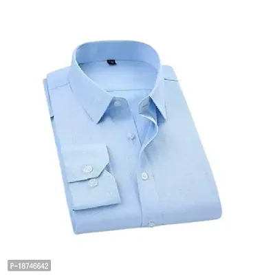 Jeevaan Men's Slim Fit Formal Shirt (plain-steelblue_Sky Blue_X-Large)