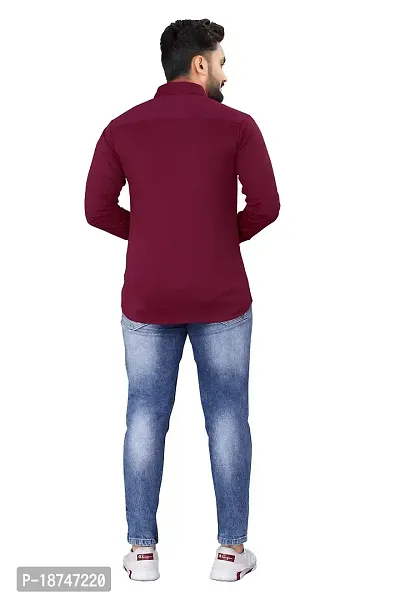 JEEVAAN - THE PERFECT FASHION Lycra Men's Regular Fit Formal Shirt (X-Large, Maroon)-thumb3