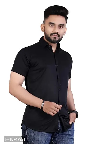 JEEVAAN-Men's Lycra Colour Shirt (Medium, Black)-thumb2