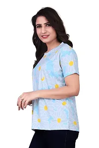 JEEVAAN-Women's Imported Lycra Multi Colour T-Shirt. (Small, Sky Blue)-thumb3