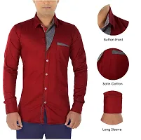 JEEVAAN-Men's Cotton Colour Shirt (Large, RED)-thumb2