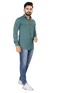 JEEVAAN - THE PERFECT FASHION Lycra Men's Regular Fit Formal Shirt (Large, Greyish Turquoise)-thumb1