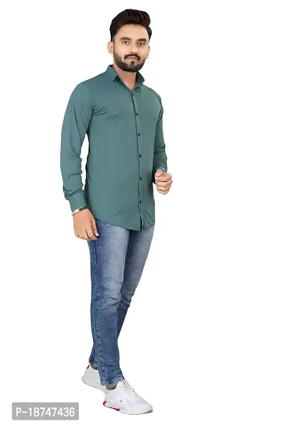 JEEVAAN - THE PERFECT FASHION Lycra Men's Regular Fit Formal Shirt (Large, Greyish Turquoise)-thumb2