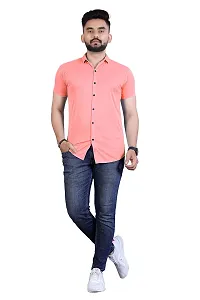 JEEVAAN-Men's Lycra Colour Shirt (Large, Light Orange)-thumb2