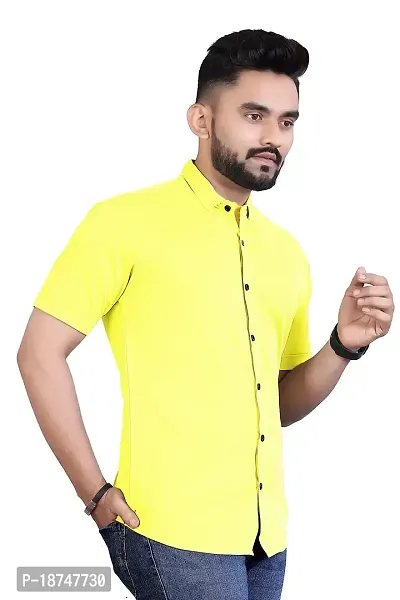 JEEVAAN-Men's Lycra Colour Shirt (Large, Yellow)-thumb3