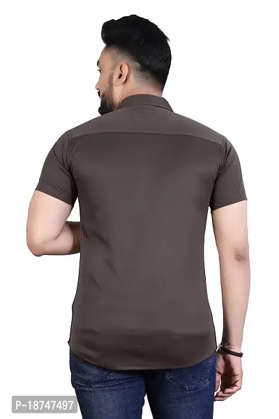JEEVAAN-Men's Lycra Colour Shirt (Large, Coffee)-thumb2