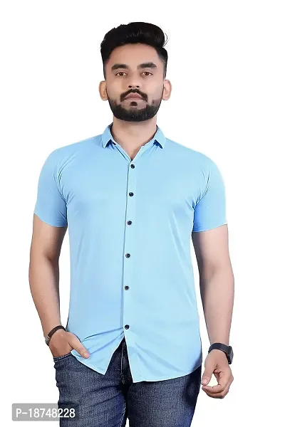 JEEVAAN-Men's Lycra Colour Shirt (Medium, Sky Blue)