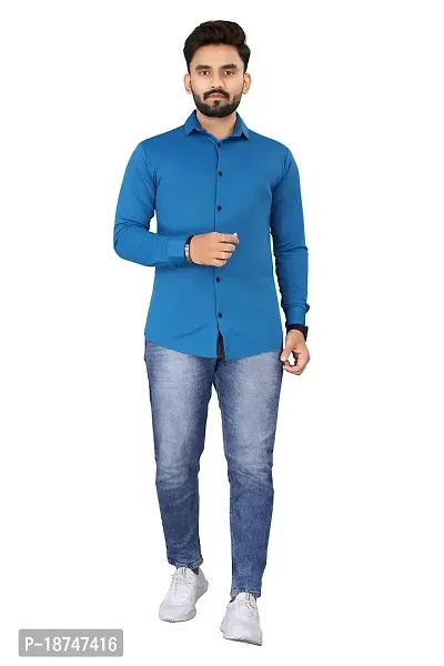 JEEVAAN - Men's Solid Slim Fit Lycra Casual Shirt @Stretchable