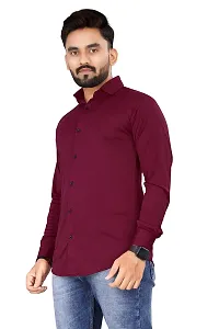 JEEVAAN - THE PERFECT FASHION Lycra Men's Regular Fit Formal Shirt (X-Large, Maroon)-thumb3