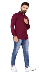 JEEVAAN - THE PERFECT FASHION Lycra Men's Regular Fit Formal Shirt (X-Large, Maroon)-thumb1