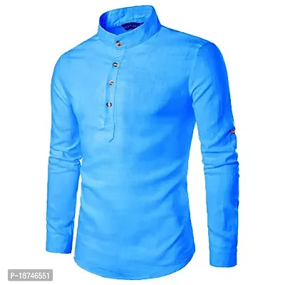 JEEVAAN - THE PERFECT FASHION Men's Plain Solid Slim Fit Cotton Causal Kurta-thumb0