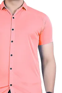 JEEVAAN-Men's Lycra Colour Shirt (Large, Light Orange)-thumb1