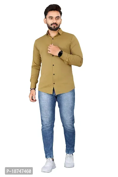JEEVAAN - Men's Solid Slim Fit Lycra Casual Shirt @Stretchable-thumb0