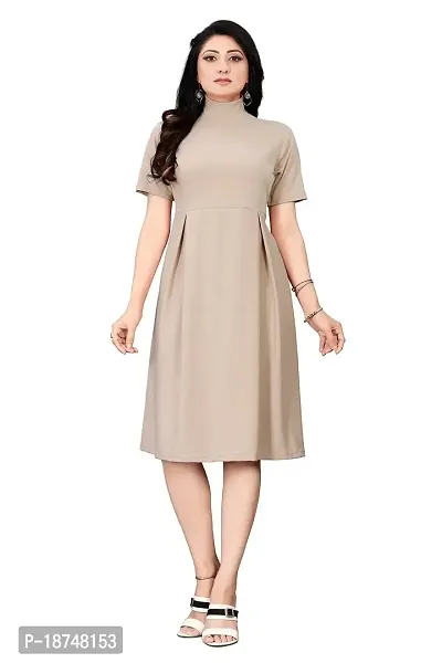 Buy JEEVAAN-Women's Micro Crepe Fit and Flare Midi Dress (Small