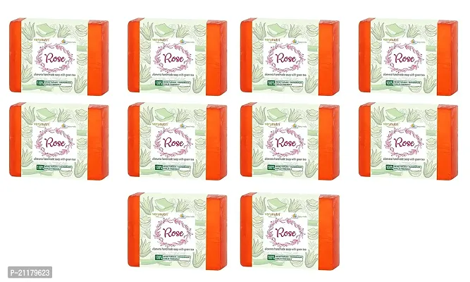 Verynutri Natural, Chemical-Free Hand Made Soap (Rose Fresh) Pack Of 10