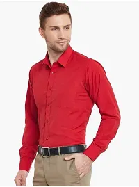 Reliable Red Cotton Solid Long Sleeves Casual Shirts For Men-thumb1