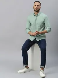 Reliable Green Cotton Solid Long Sleeves Casual Shirts For Men-thumb3