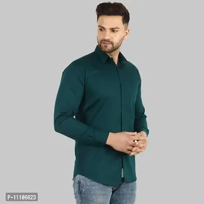 Reliable Blue Cotton Solid Long Sleeves Casual Shirts For Men-thumb3