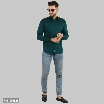 Reliable Blue Cotton Solid Long Sleeves Casual Shirts For Men-thumb4