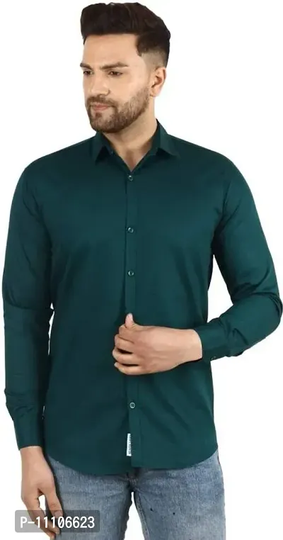 Reliable Blue Cotton Solid Long Sleeves Casual Shirts For Men