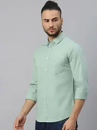 Reliable Green Cotton Solid Long Sleeves Casual Shirts For Men-thumb1